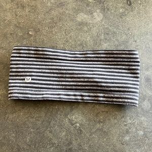 Lulu Lemon Athletica Black and Grey Stripe Headband OS